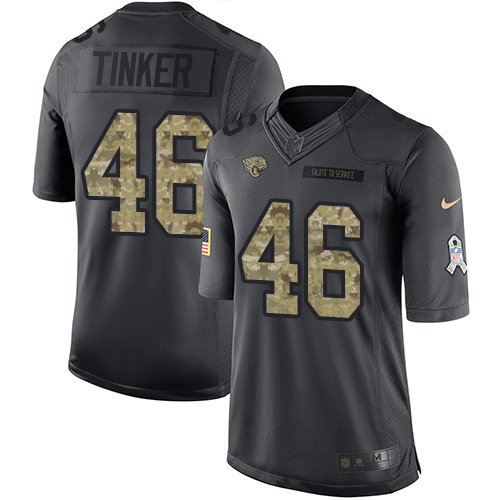 Men's Limited Carson Tinker Nike Jersey Black - #46 2016 Salute to Service NFL Jacksonville Jaguars